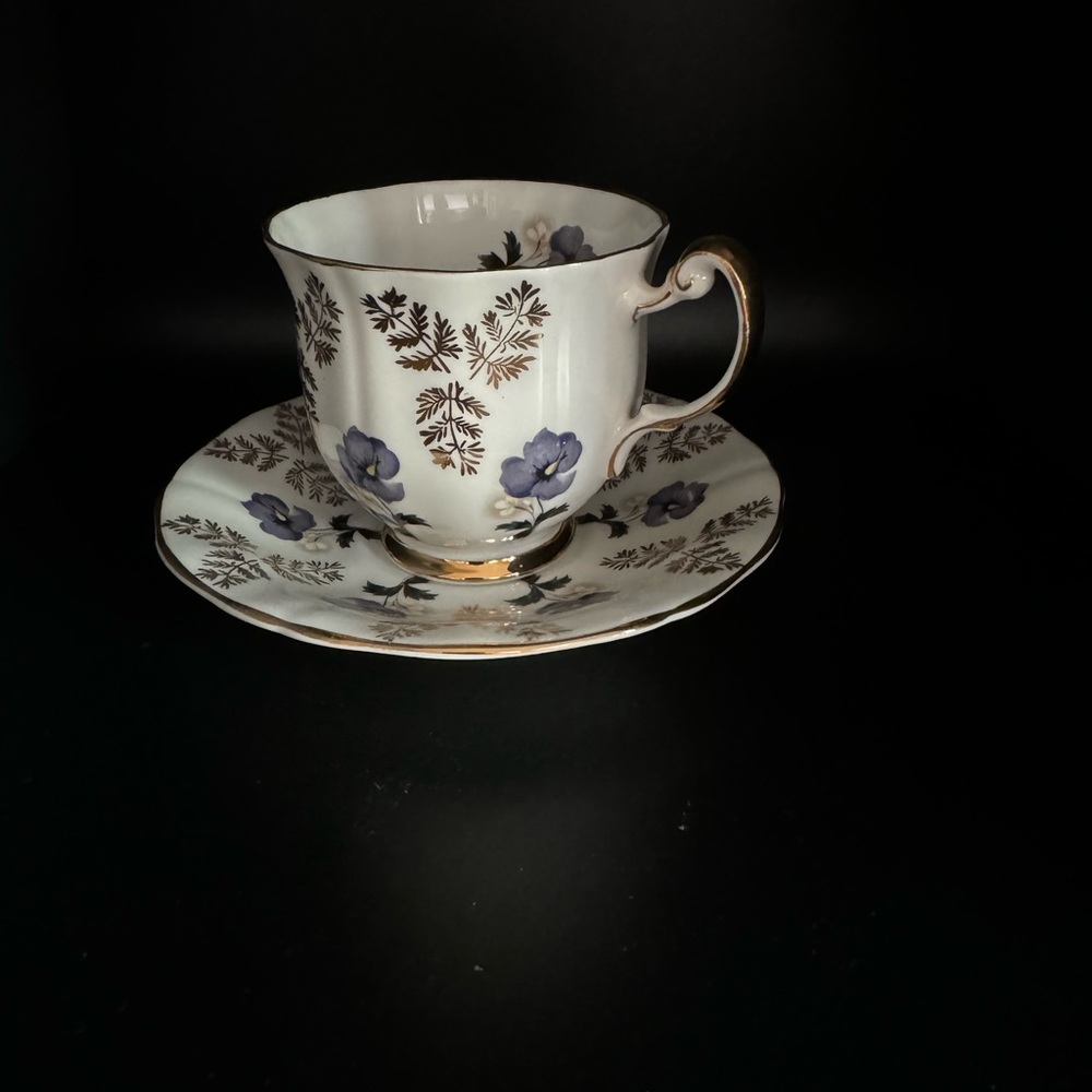 Ridgeway RARE Pottery Royal Adderley teacup and saucer H1640 Pansies